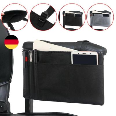 China Mobility Scooter Bag 600D Oxford Cloth Mobility Scooter Wheelchair Armrest Pannier Bag With Detachable Wallet Convenient Black/Gray for sale