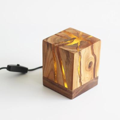 China Maxery World wood and epoxy resin lamp, night light home decor, unique resin lamp gift ideas for sale