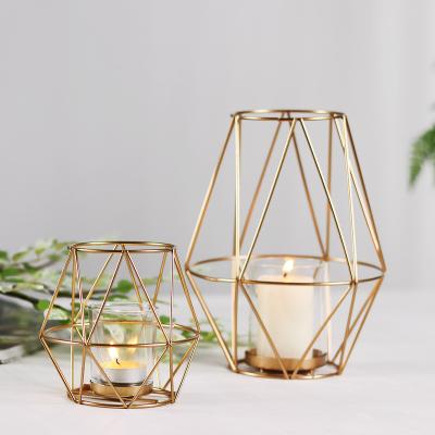 China Durable Nordic European Style Candle Holder Iron Candle Jar Candle Holder Decorative Table Ornaments Home Decorations for sale