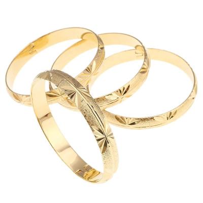 China 4pcs Dubai Popular Fashion Bangle Bracelet Ethiopian Women Charm Jewelry Gold Color Circle Bracelets for sale