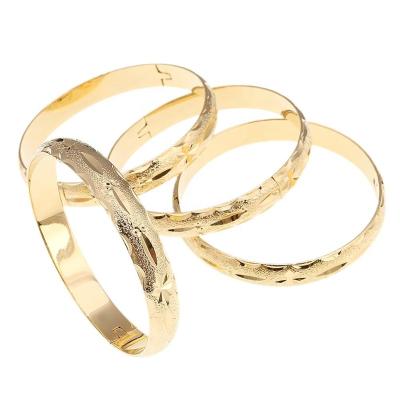 China Popular 4pcs Gold Color Bracelet For Women Dubai Bride Wedding Ethiopian Bangle Africa Bracelet Jewelry for sale