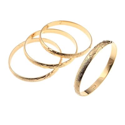 China Popular 4pcs Gold Color Bracelet For Women Dubai Bride Wedding Arab Ethiopian Bracelet Jewelry Charm Bangle for sale