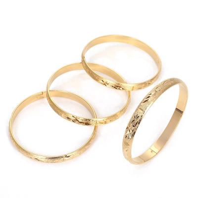 China Popular Trendy Ethiopian Bracelet 4pcs Women Gold Color African Dubai Bride Wedding Bracelet Jewelry for sale