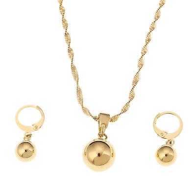 China Popular Gold Color Pearl Jewelry Round Necklace Ball Pendant Earrings Pendant Women Jewelry Set for sale