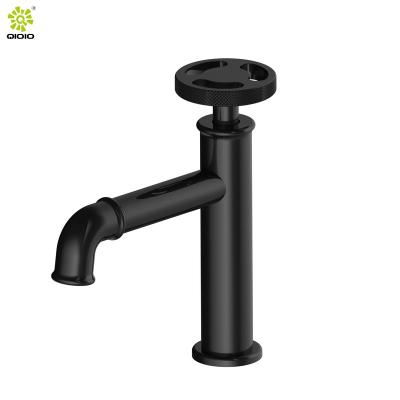 China Faucets Industry Series Black Finish Metered Brass Basin Tap Single Cold Faucet Bathroom Deck Mounted Basin Faucet for sale