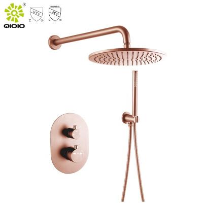 China Without Slide Bar Manufacturer High Quality Competitive OEM cUPC Brushed Thermostatic Mixer Tap Wall Mounted Bathroom Shower Faucet for sale