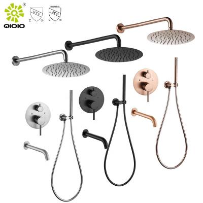 China China Manufacturer QIOIO China Manufacturer Without Mirror Brushed cUPC Hotel Hidden In The Wall System Pressure Balance Shower Faucet Set For Bathroom for sale