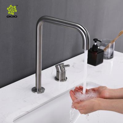 China Metered Faucets Guangdong Kaiping Factory 304 Stainless Steel Basin Faucet Deck Mounted Single Handle Basin Mixer Taps for sale