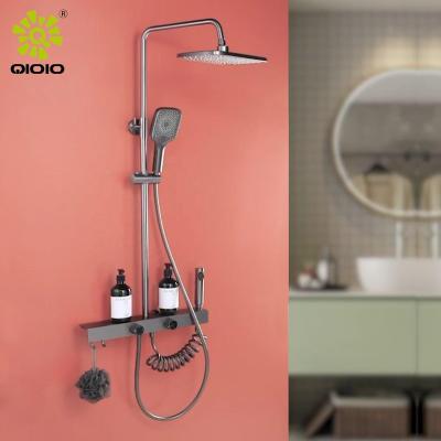 China With Sliding Bar Kaiping Fabricate New Design Copper Casting Oversized Beam With Hooks 4 Functional Bathroom Waterfall Bionic Shower Set for sale