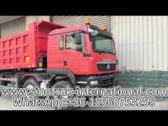 Sinotruk Howo Tipper Dump Truck Tx 400Hp Euro 2 8 × 4  Lhd 12 Wheels Red