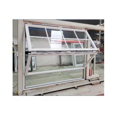 China Folding Screen Shop Vertical Front Lift Up White Aluminum Tempered Glass Vertical Fold Up Windows for sale