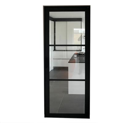 China High Quality Hardware Kitchen Top Brand Sound Insulation Iron Frame Tempered Glass Single Swing Door for sale