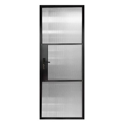 China Sound Insulation Customized Security Door Design Insulated Black Glass Iron Double Door With Hardware Kit for sale