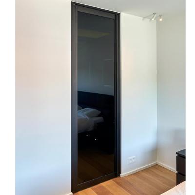 China High Quality Black Bedroom Sound Insulation Frame Black Wrought Iron Tempered Glass Interior Door for sale