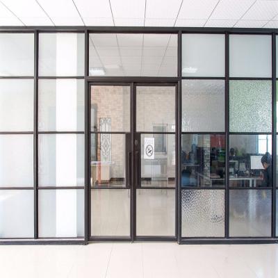 China Sound Insulation Customized Modern Sound Insulation Partition Interior Fixed Glass Iron Door Huge Design for sale