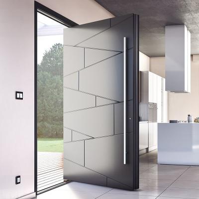 China Black Fire Queer Front Pivot Door / Sound Proof Safety Surface Stainless Steel Security Doors Smooth Exterior Entry for sale