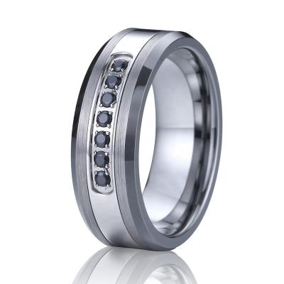 China CLASSIC Factory Wholesale Black CZ Diamond Mossanite Wedding Rings For Men Women Gents Tungsten Carbide Rings Male Stone for sale