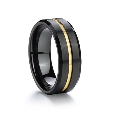 China CLASSIC Factory Accessories Jewelry Wedding Band Tungsten Rings For Men Male 18K Black Gold Plated Ring anillos Para hombre for sale