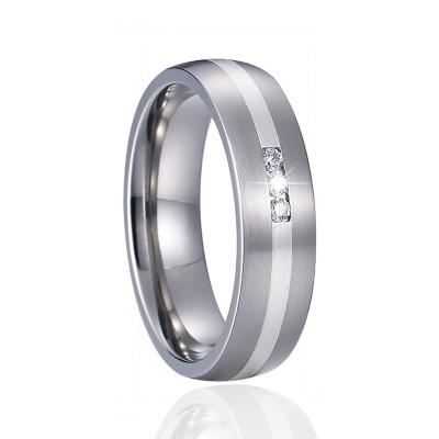 China CLASSIC Custom Two Tone Rings Jewelry Valentine Titanium Wedding Rings For Women Inlay 925 Sterling Silver White Gold for sale