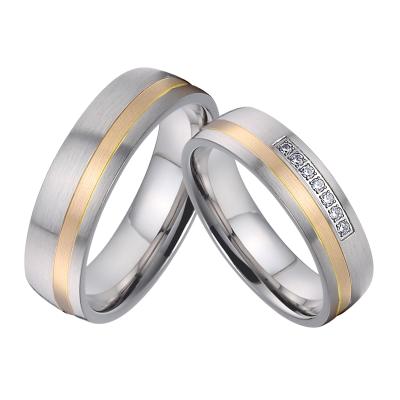 China Classic & Custom Designer Brand Wedding Band Romantic Pure Love Gold Titanium Wedding Band Couples Rings Jewelry Set For Men And Women for sale