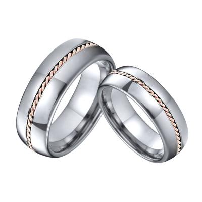 China CLASSIC Custom Tungsten Carbide Women Jewelry 2 Gram True 14k Rose Gold Twist Filled Wedding Couple Rings For Men for sale