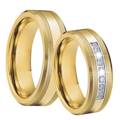 China Classic & Romantic Handsome Men's Jewelry Women Jewelry Vendors 18k Gold Plated Ring Set Tungsten Carbide Wedding Rings Dropshipping for sale