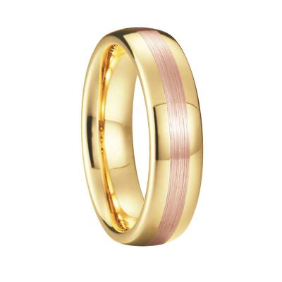 China Classic & Romantic Unique Two Tone Yellow 6mm Rose Gold Men's Wedding Band for Boy and Girl Tungsten Carbide Rings Women Jewelry for sale