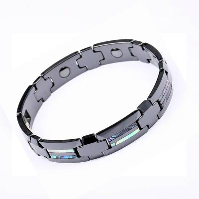 China Wholesale Custom CLASSIC Black Ceramic Mens Friendship Bracelets Magnetic Stainless Steel Bracelet For Men Tungsten Carbide Jewelry Man for sale