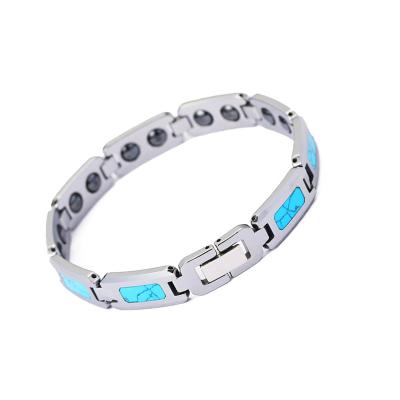 China CLASSIC Wholesale Custom Tungsten Bracelet For Men Fashion Accessories Jewelry Magnetic Blue Turquoise Gemstone Bracelets Man Male for sale