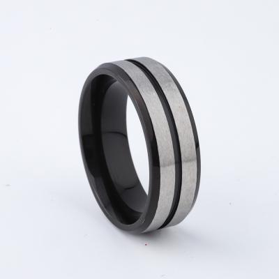 China Stainless Steel Mens Wedding Band Titanium Jewelry Black 8mm Male Rings Fashion Gents Rings CLASSIC Custom Men's Accessories Jewelry for sale