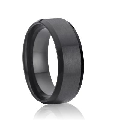 China CLASSIC Factory Custom Stainless Steel Ring For Men Wedding Bands Fashion Jewelry Male Black Hand Ring for sale