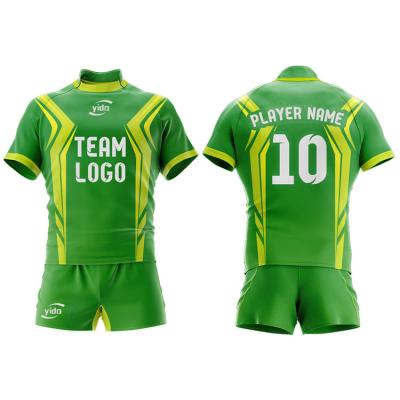 China Breathable Cheap Custom Design Breathable Polyester Summer Shorts Sleeve Rugby Uniform For Men for sale