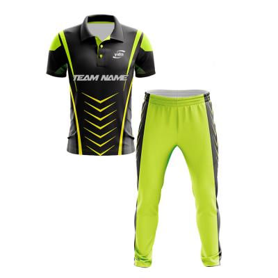 China Newest Sublimation Sports Cricket Uniform Set Sports T-Shirt Designs Cricket Tank Top With Polo Collar for sale