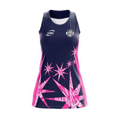 China Yido Women's Crew Neck Australia Netball Dress Sparkler Navy Netball Dress Sportswear Printed for sale