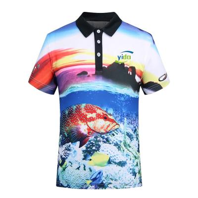 China Custom Printed Short Sleeve Anti-UV Fishing Tank Top Quick Drying Men's UPF 50 Fishing T-shirts Polo Shirt for sale