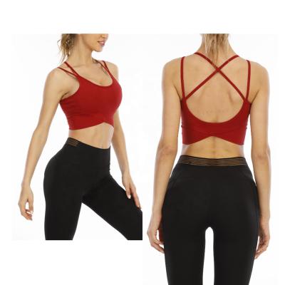 China Factory High Quality Breathable Stock Women Yoga Bra Red Fitness Tops No Moq for sale