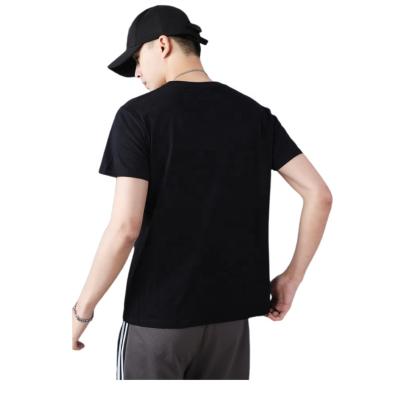 China Wholesale Anti-Wrinkle Solid Color Casual T Shirt For Men Breathable Cotton Round Neck Black T-shirt for sale