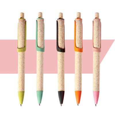 China office & Wheat Friendly Straw Ball Point Biodegradable Pen Cork Pen Custom Logo Pen New Environmental Protection School Eco for sale