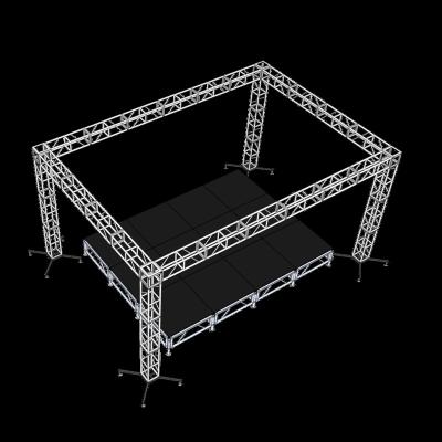 China Silver Aluminum Alloy 6061-T6 Square Aluminum Alloy Screw Stage 4*6m 300*300 mm Lighting Truss Display For Exhibition for sale