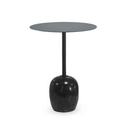 China New designLuxury Convertible Black Round Lid Accent Coffee Center Marble Tea Table Side Table for sale