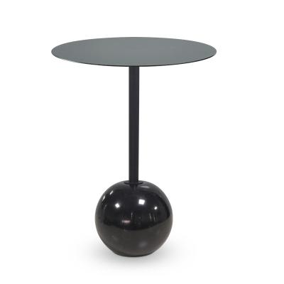 China Round Convertible Cafe Furniture Living Room Side Table Like Modern Luxury Black Marble End Table for sale