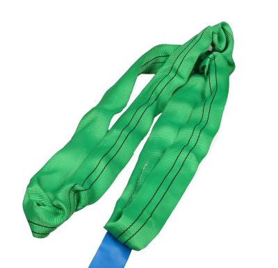 China 2T Green Round Endless Webbing Hoist Lifting Belt Sling Endless for sale