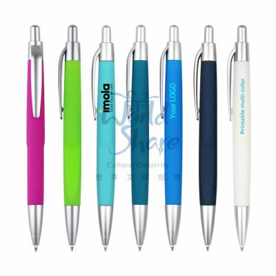 China Promotional Pen World Share Promotional plastic cheap full color rubber printing ballpoint pen Promotional logo printed Plastic ball point pen for sale