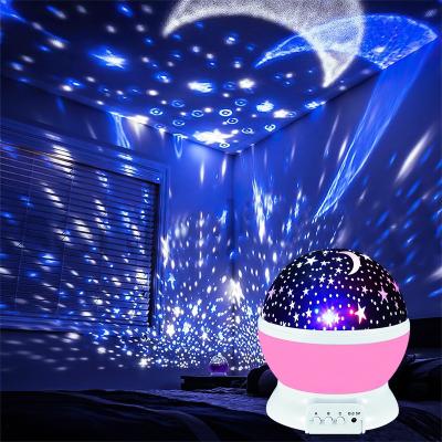 China Modern LED Moon Star Projector Colorful Rotating Galaxy Night Light,Kids Bedroom Starry Sky Decor Battery Operated Lamp for sale