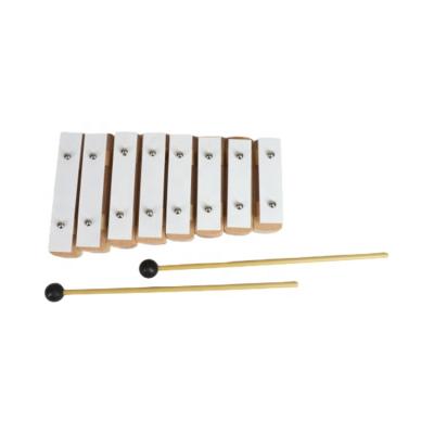 China Orff Education Toys 8 Tones Hard Material Early Professional Brick Metallophone Steel Xylophone With Handle Plastic Box Yellow Package for sale