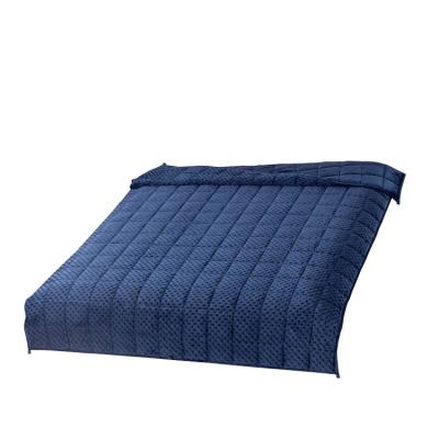 China Therapy New Arrive Dark Blue Heavy Gravity Luxury Weighted Crystal Bubble Velvet Minky Blanket Fleece for sale