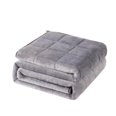 China Therapy Factory Supply Size Gray Flannel Polyester Help Sleep Custom Winter Weighted Blanket for sale