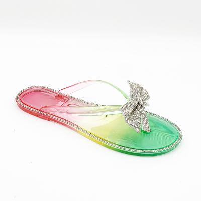 China Fashion trend summer comfortable ladies PVC fruit plastic sandals with bows for women freeze shoes wholesale for sale