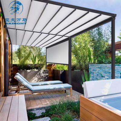 China Sun And Rain Shade Aluminum Pergola Awnings PVC Coated Waterproof Retractable Awning for sale