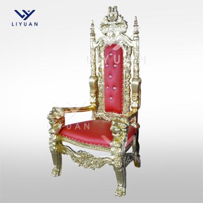 China LIYUAN Contemporary Wholesale French Wedding Party Gold Style Royal Antique King Throne Chair High Queen Back On Sale for sale